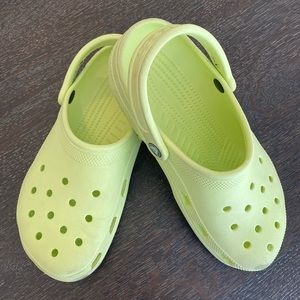 Crocs lime clogs, size 9.